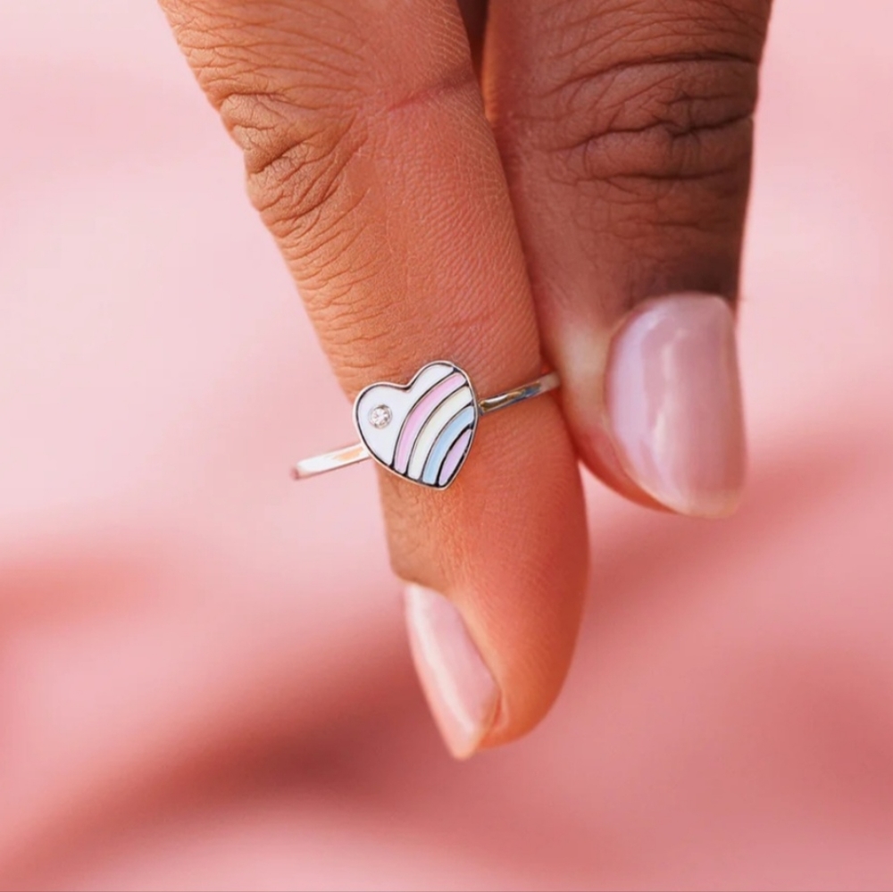 PuraVida Dainty Pastel Vintage Rainbow Heart Ring Rainbow 🌈 ❤️